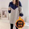 Autumn Winter Loose Casual Patchwork Zipper Hoodies Women Fashion Simple Pullover Hooded Pullover Top