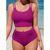 CharmLeaks Women's High Waisted Bikini Sets Sporty Two Piece SwimsuitBathing Suit with Pockets