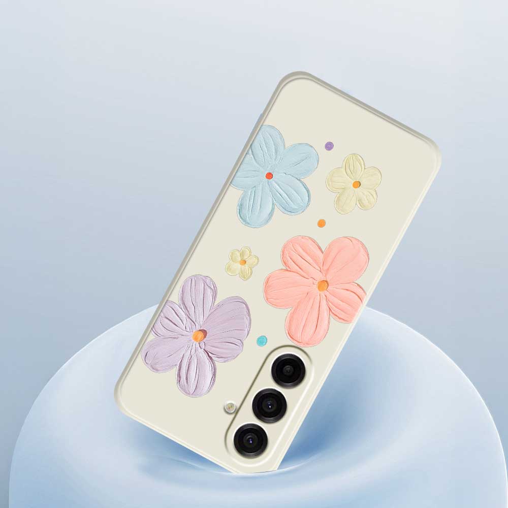 For Samsung Galaxy A17 5G Case Four Color Flowers Pattern Printing Straight Edge TPU Phone Back Cover