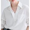 V-neck Short Sleeved Polo Neck White Shirt Women's Commuting Elegant Solid Colour Loose Blouses Thin Top Spring and Summer