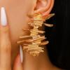 Exaggerated Metal Line Stud Earrings for Women Vintage Geometric Irregular Stacked Earrings Advanced Design Jewelry Gift