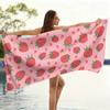 Strawberry Print Beach Towel Microfiber Quick Dry Absorbent Oversized Bath Towel Sand Free Swim Towel for Travel Swimming Pool
