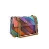 Women's Colorful Denim Tote Bag Rainbow Patchwork Eagle Head Magnetic Closure Shoulder Bag Medium PU Material 27*9*17cm