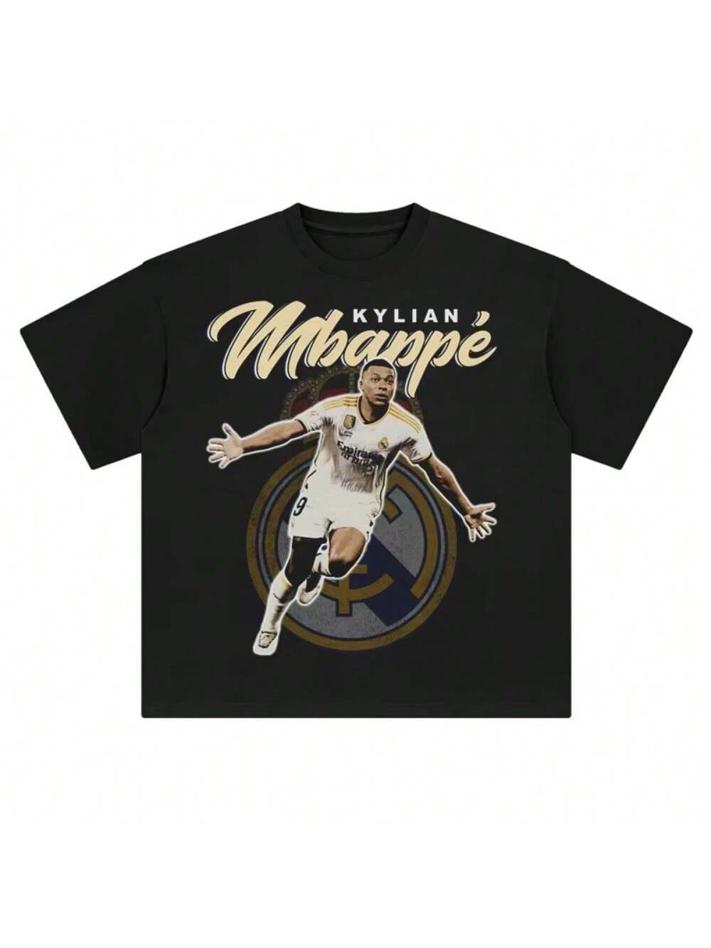 

Американская Футболка с принтом, с коротким рукавом до локтя, La Liga Реал Мадрид Мбаппе Франция Мужская хлопковая футболка с круглым вырезом XXXXXL