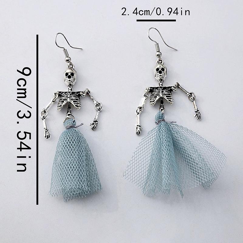 1Pair Halloween Vintage Skeleton Dangle Earrings For Women Girls Creative Unique Earrings Party Jewelry Accessories Gifts