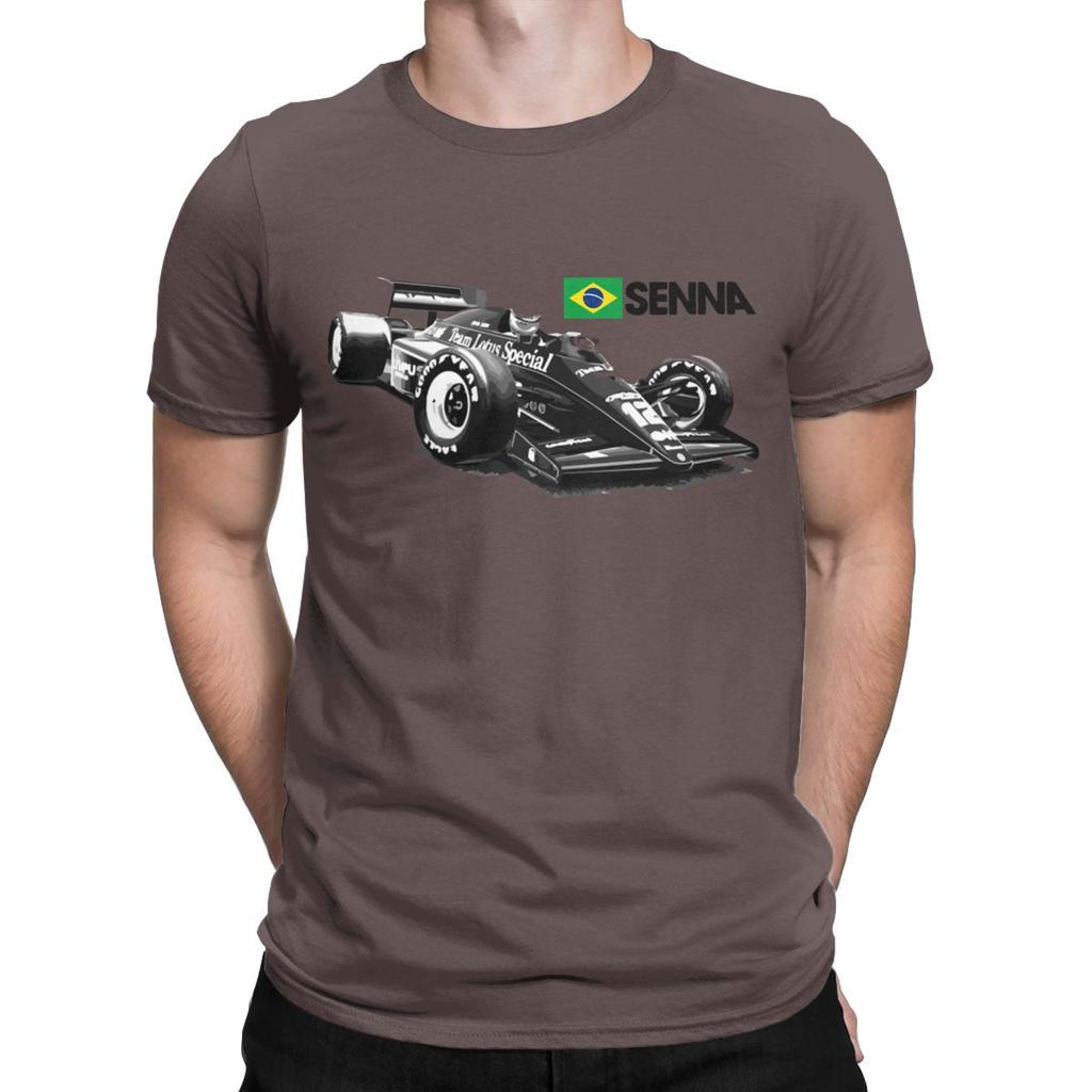 Brazilian Racer Ayrton Senna 97T Car TShirts for Men Vintage Pure Cotton Tees Crew Neck Short Sleeve large size gift Tops
