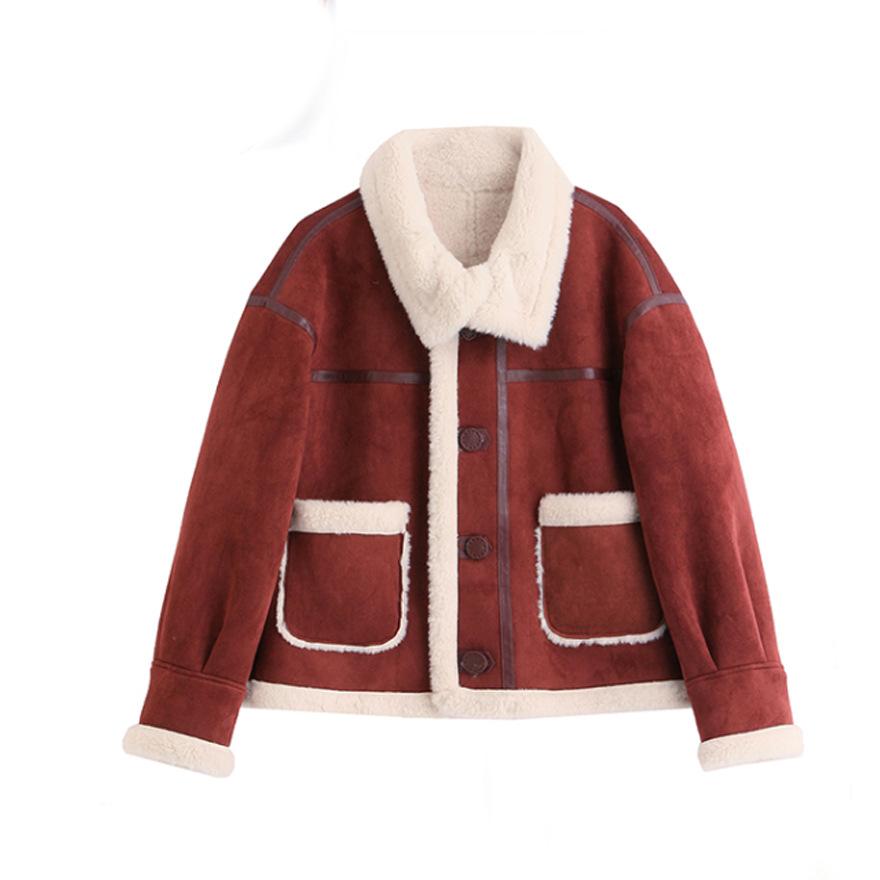 Fur Integrated Imitation Lamb Wool Coat Women's Autumn and Winter New Small Casual Loose Locomotive Jacket Tide