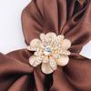 Elegant Alloy Flower Brooch With Rhinestones And Pearls Fashionable Women's Pin