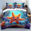 Underwater Starfish-Themed Decor Set Exquisite Three-piece Bedding Set Gift for Kids and Adults