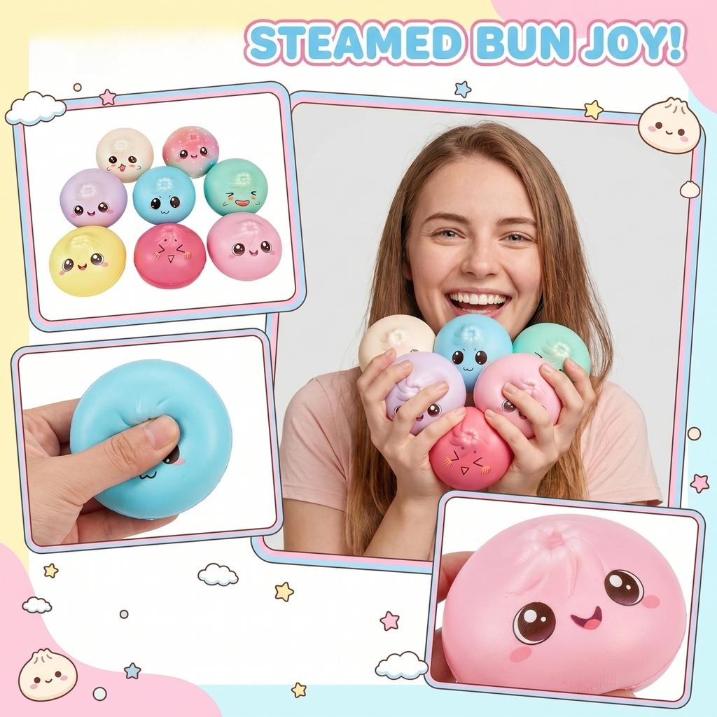 Stress Relief Ball Set with Assorted Cute Expressions Soft Squeezing Toy for Hand Exercise and Sensory Relaxation Random Styles