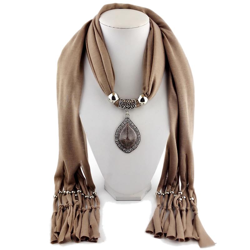 Jewelry Scarf Metal Diamond Jade Pendant Women Shawl Scarf