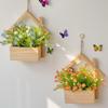 Wall Hanging Artificial Flower Pot for Living Room TV Background with Greenery Planter.