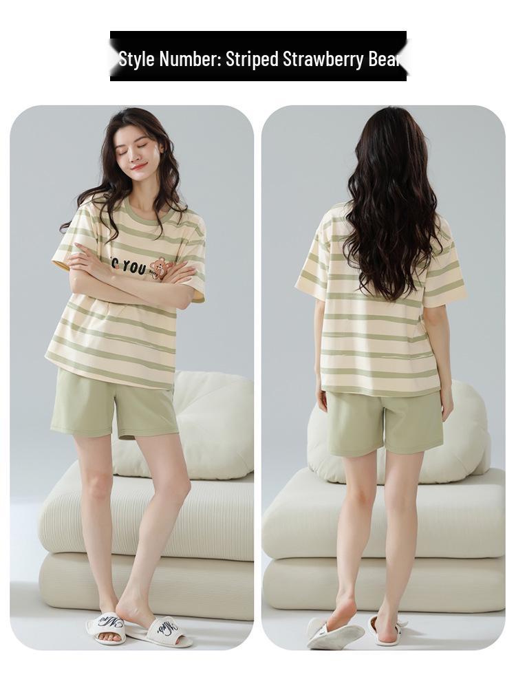 Women's Summer Cartoon Pajama Set - Cute Short Sleeve and Shorts, Plus Size, Lightweight Home or Outdoor Wear