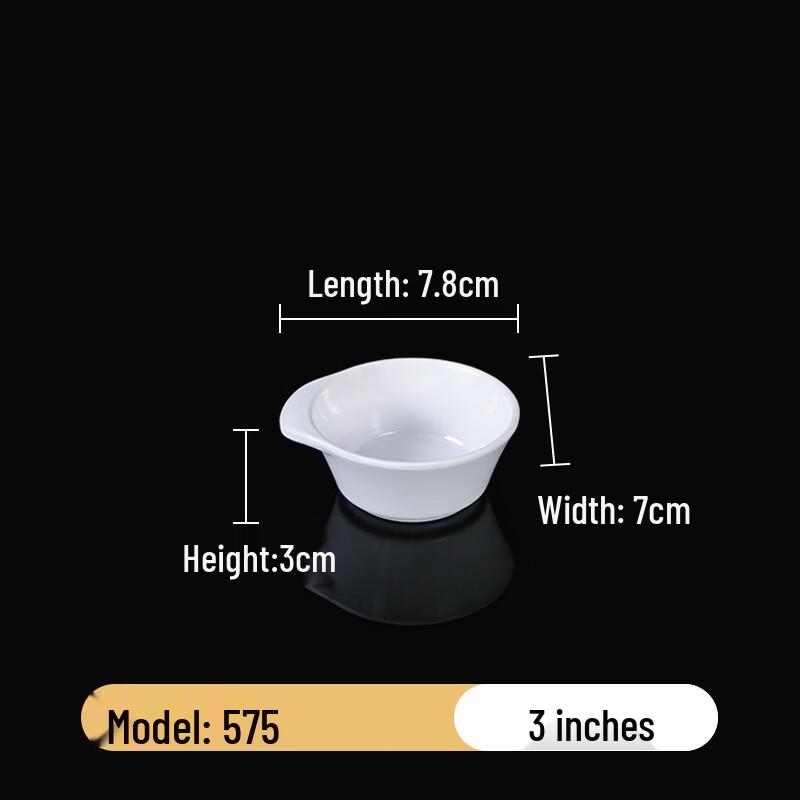 Durable White Melamine Three-Compartment Sauce Dish