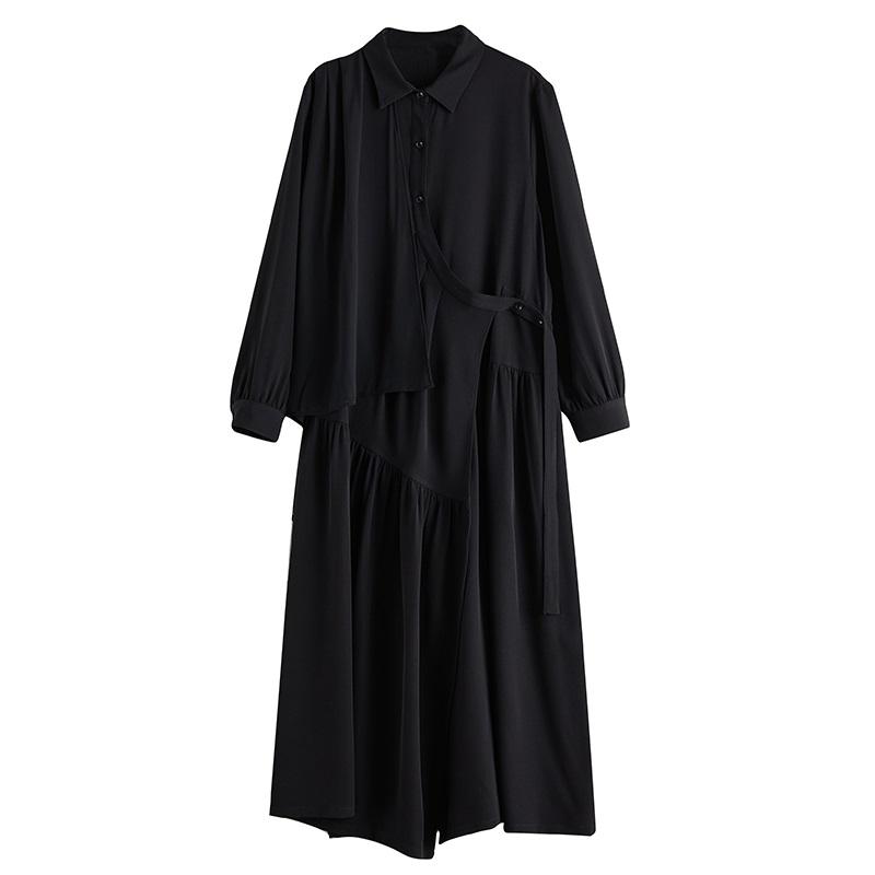 Long Sleeve Plus Size Black Vintage New In Dresses for Women Spring Autumn Casual Loose Shirt Dress