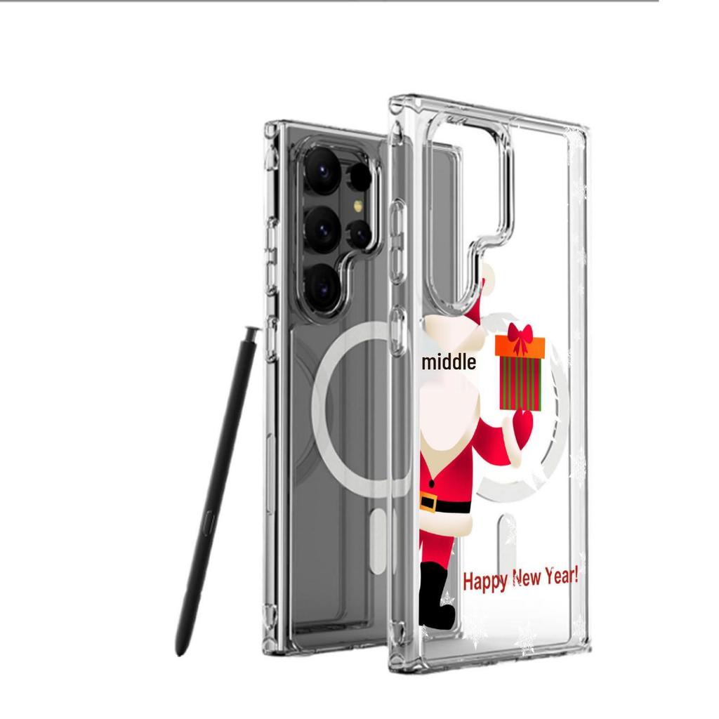 Santa Claus Gift Magnetic iPhone 15/16/17 Pro Max Transparent Full-Cover Phone Case