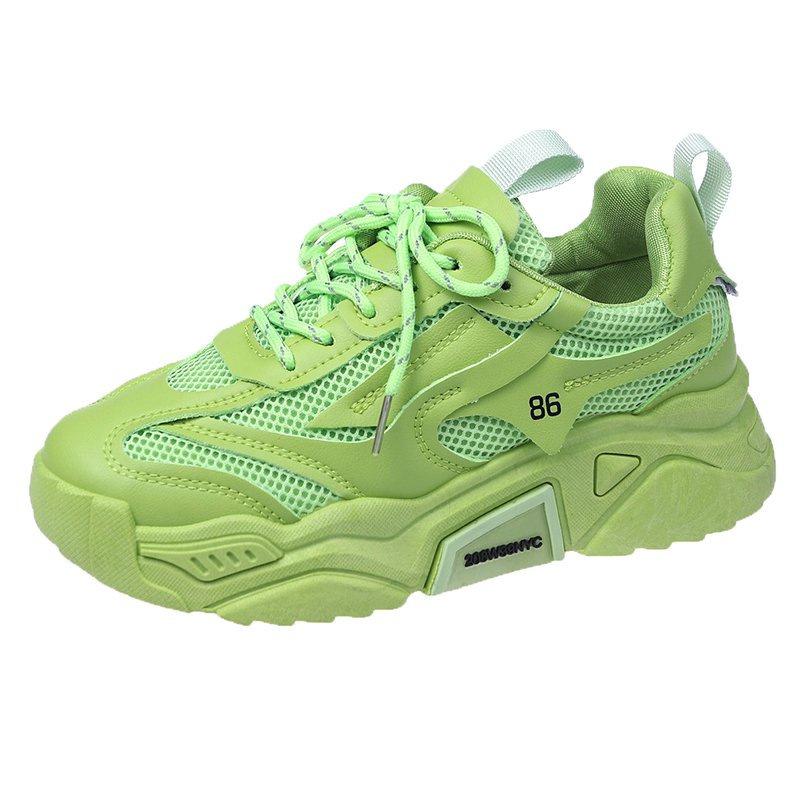Spring Women's Sneakers Green Breathable Mesh Platform Chunky Sneakers Women Sports Shoes Thick Sole Walking Sneakers Woman Shoe