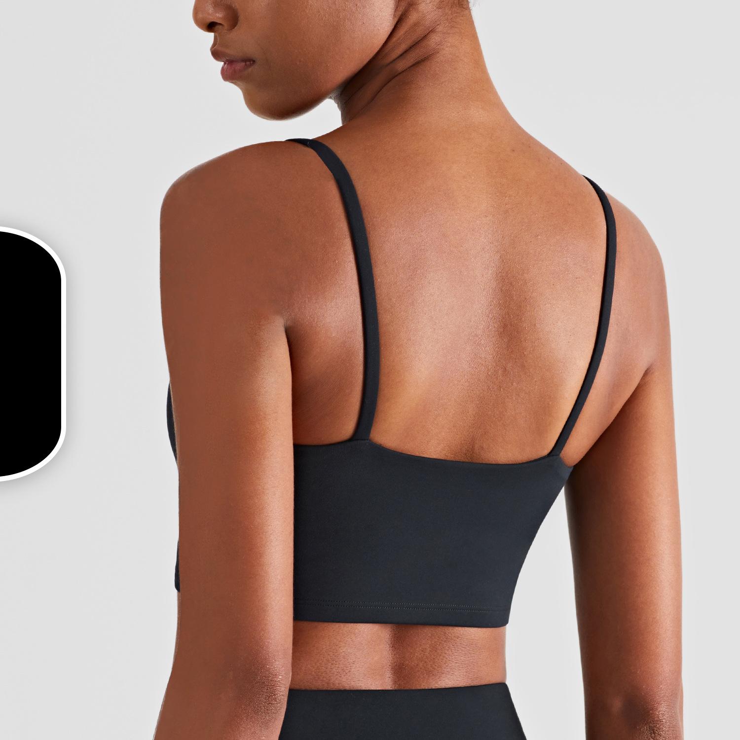 

Женский удобный удлиненный спортивный бюстгальтер из лайкры, летний фитнес-топ, майка, жилет, красивая спинка, бюстгальтер для йоги, одежда для йоги 4 чёрный