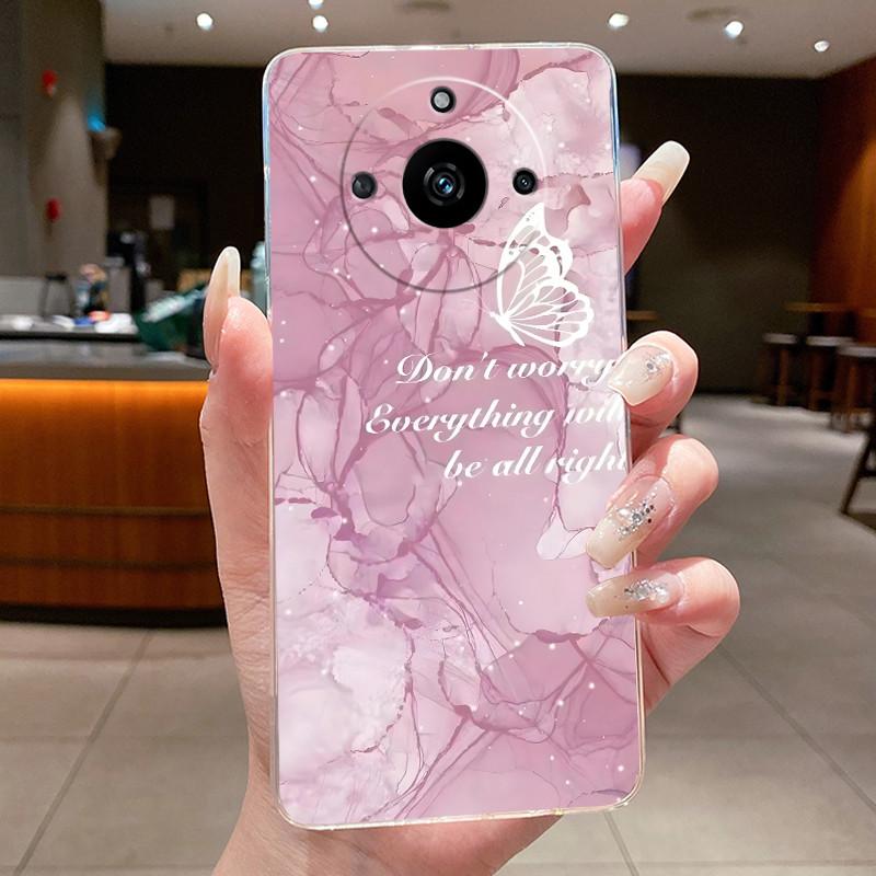 Hülle Für Realme 11 Pro+ 5G Hülle Luxus Mode Schmetterling Blume Transparent Weich TPU Silikon Handyhülle Für Realme 11 Pro Plus Hülle