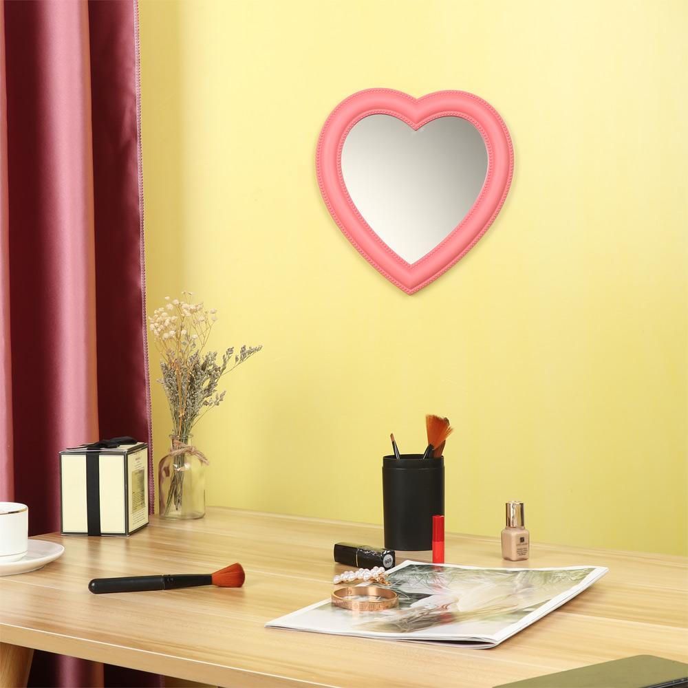 Portable Cute Wall hanging Women/Girls Makeup Mirror Cosmetic Mirror Heart Shaped Handheld