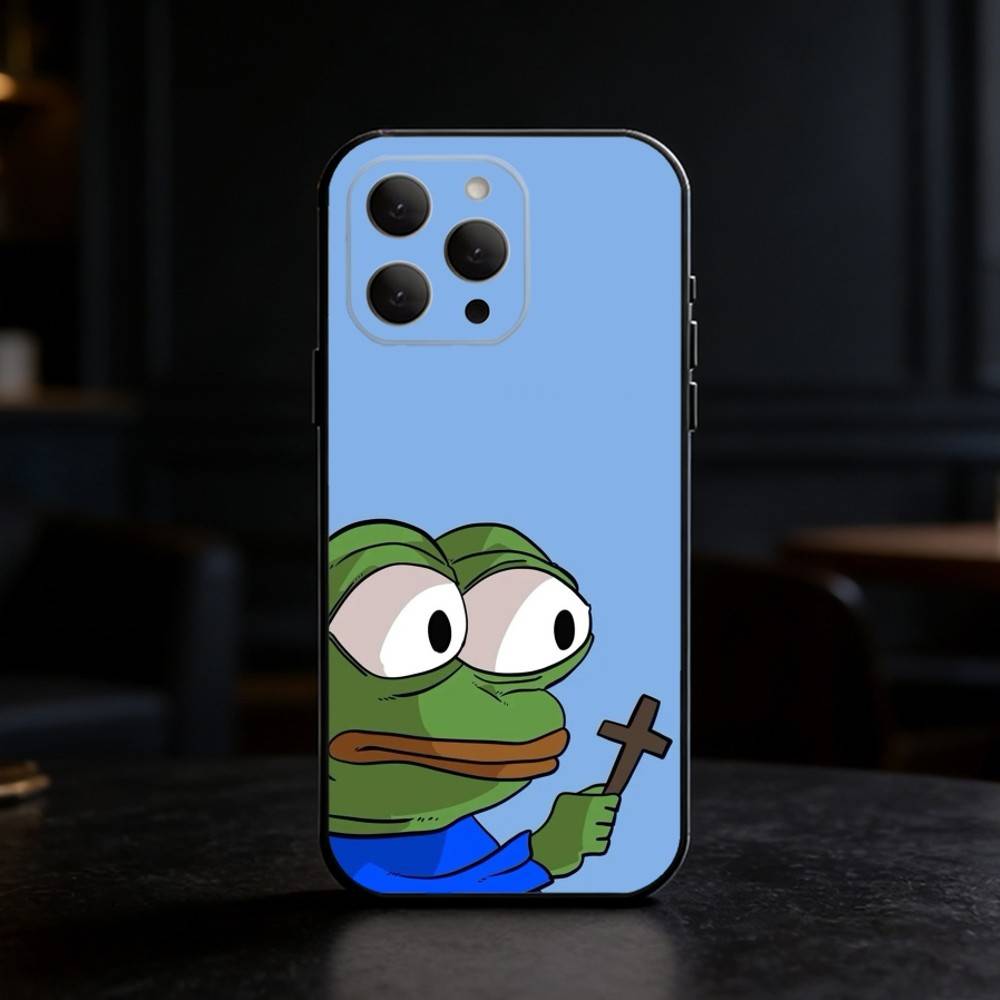 F-Funny P-Pepe the Frog Phone Case For iPhone 17,16,15,14,13,12,11 Plus,Pro Max,SE4Soft Silicone Black Cover
