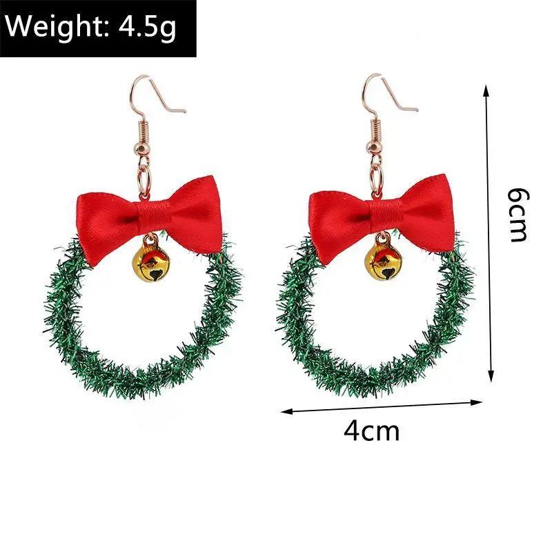 Creative New Best-selling Elk Christmas Tree Cartoon Bells Santa Claus Earrings Ladies Fashion Jewelry Pendientes Festival Gifts