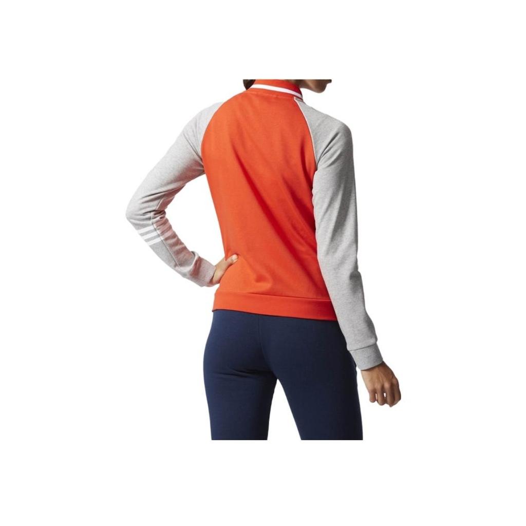 Adidas Casual Color Block Stand Collar Baseball Jacket Women Jackets Orange Gray BK4841