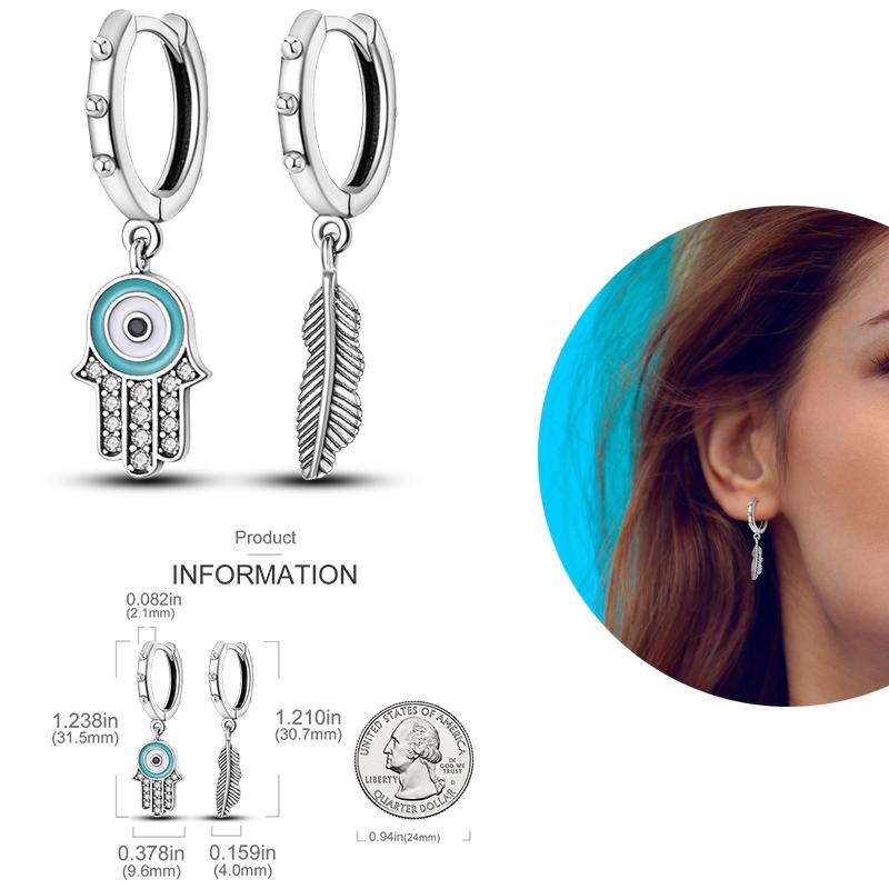 Silver Plated Women Hoop Earrings Fashion Pendientes Gift for Female Girl Sparkling Pave CZ U Heart Shape Star Moon Earring