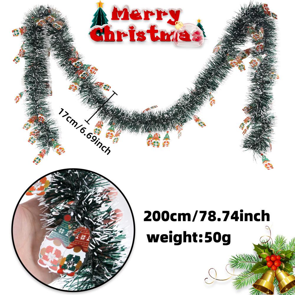 Christmas Ribbon 2m/78.7in, DIY Old Man Bell Wool Top Ornaments Christmas Tree Window Decoration Rudolph Ribbon Pendant Lace