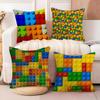 Building Blocks Deco Cushion Cover Soft Plush Fabric DoubleSided Printed Sofa Cushion Cover for All Seasons Home Decor Gift