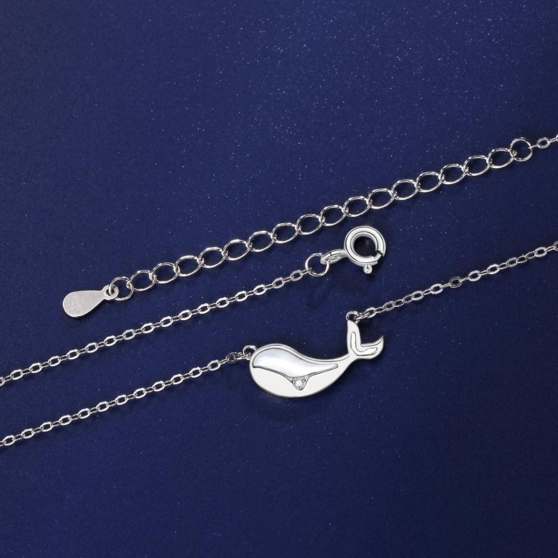 Whale Necklace Female Light Luxury White Fritillary Niche High-end Design Sense Collarbone Pendant for Girlfriend Birthday Gift