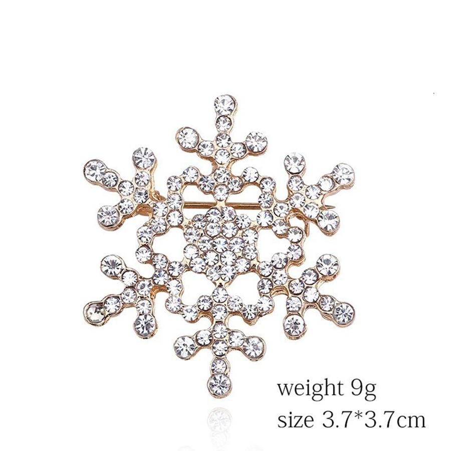 Exquisite Snowflake Brooches for Women Men Rhinestone Flower Winter Sweater Shirt Suit Collar Pins Jewelry Gifts