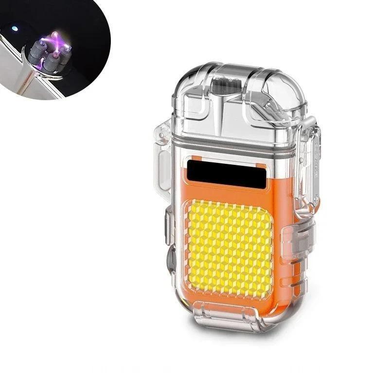 Outdoor Waterproof Mini COB Keychain Flashlight Pocket Dual Arc Lighter Type-C Rechargeable 3 Lighting Modes for Camping Multifunctional Work Light