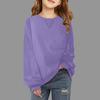 Children's Loose-Fit Sweatshirt Girls' Round Neck Casual Pullover Solid Color Hoodie