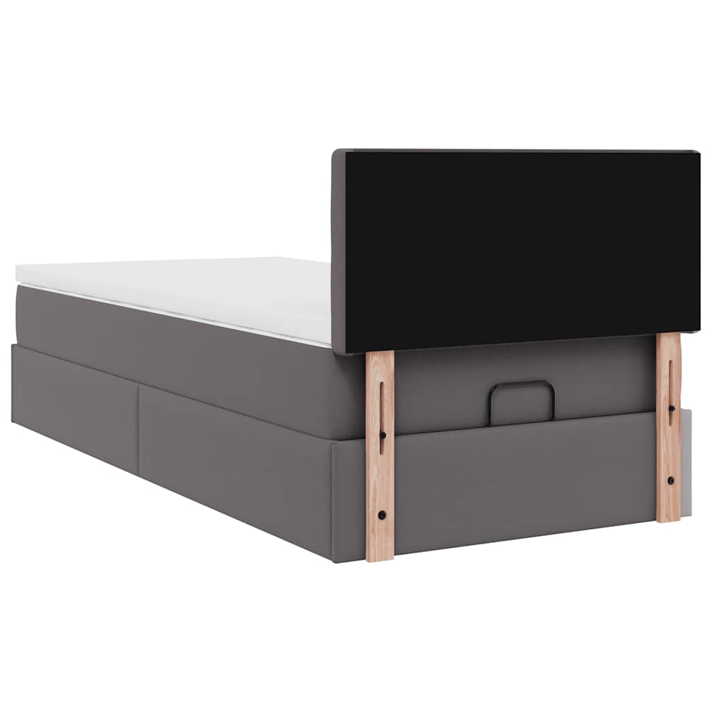 Ottoman Bed with Mattress Grey 80x200 cm Faux Leather
