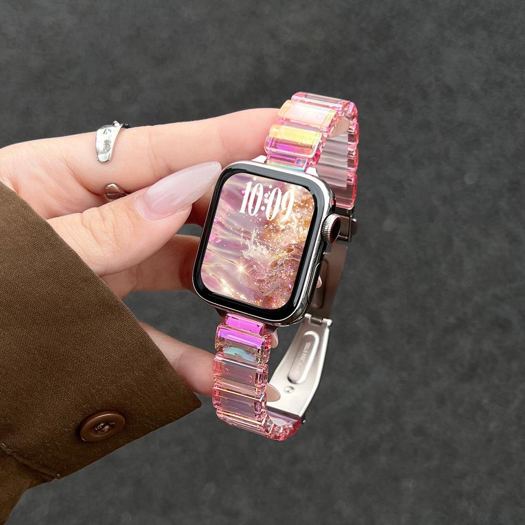 Kompatibel mit Apple Watch S11: Neues Sommerarmband - Harz & Silikon S10/S9 Armbänder mit Premium-Gefühl