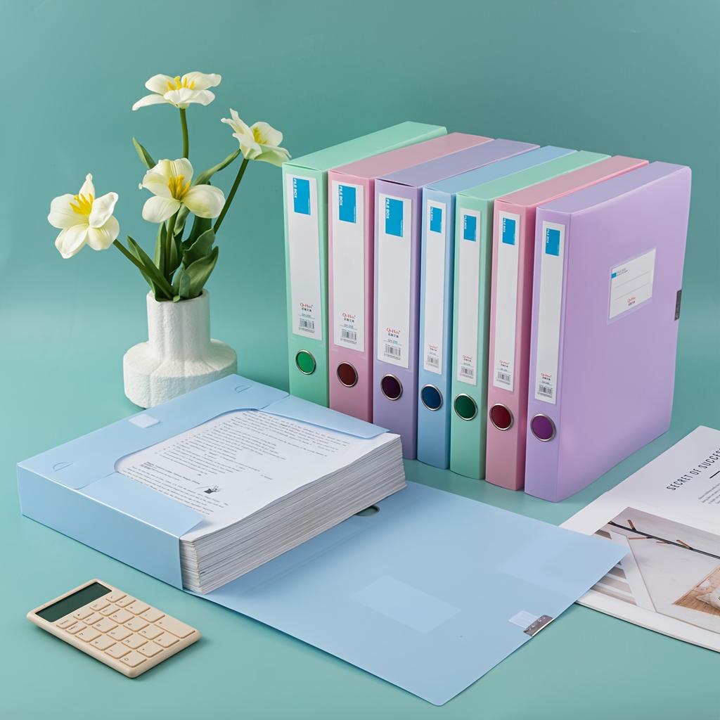 4pcs Morandi A4 Colorful File Folders -Thick Plastic Document Organizer for Accounting, Contracts & Office Supplies,35/55mm Size