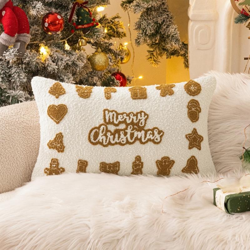 Festival Holiday Pillow Case Christmas Decoration Polyester Materials Easy Caring Decorative Living Room Accent