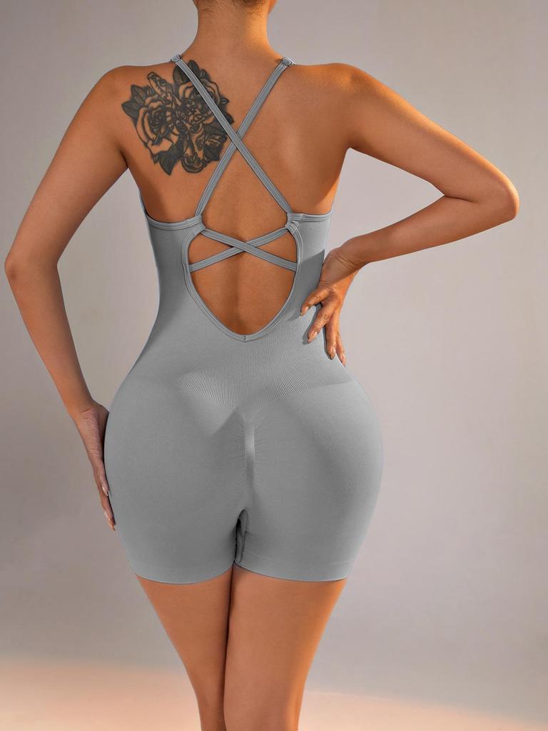 Women's Nude Feel Backless Yoga Jumpsuit - Spring/Summer Fit