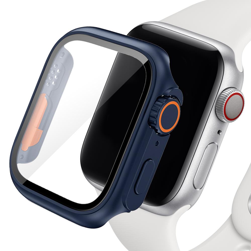 Change to Ultra for Apple Watch Case Series 8 7 45mm 41mm Screen Protector Cover Glass+Case for iWatch 4 5 6 SE 44mm 40mm Bumper