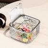 Transparent Desktop Bin Hair Accessories Case Water Ripple Jewelry Organizer with Press Open Lid Storage Box for Dressing Table Office