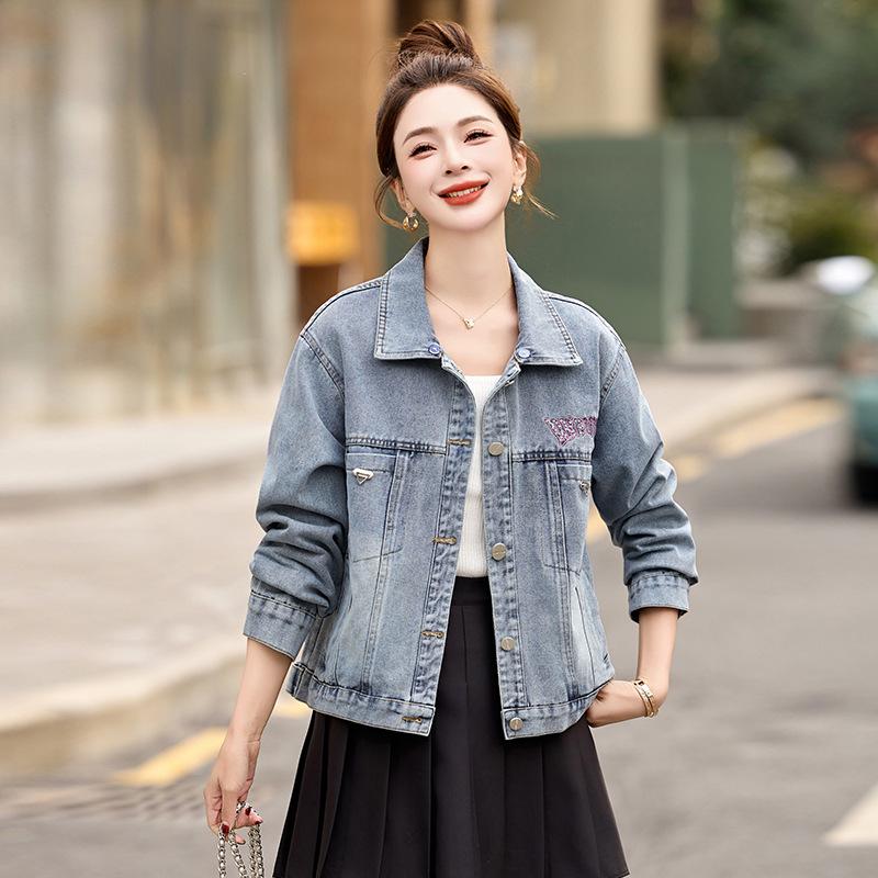 Spring 2025 Women's Spot Denim Jacket with Detachable Hood - Versatile Fashion MZ130