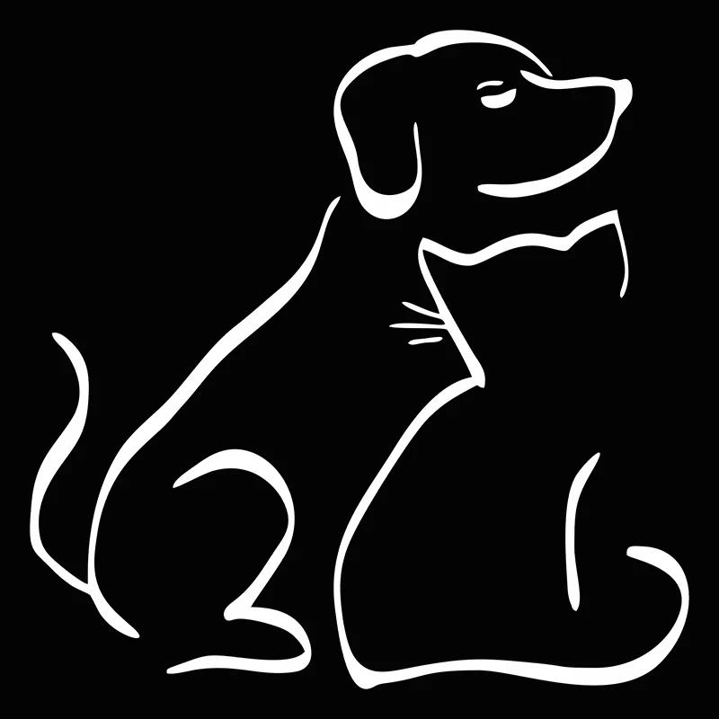 14.5*14.5CM Cute Intereting Dog and Cat Vinyl Decal Car Sticker Window Decor Art Sticker