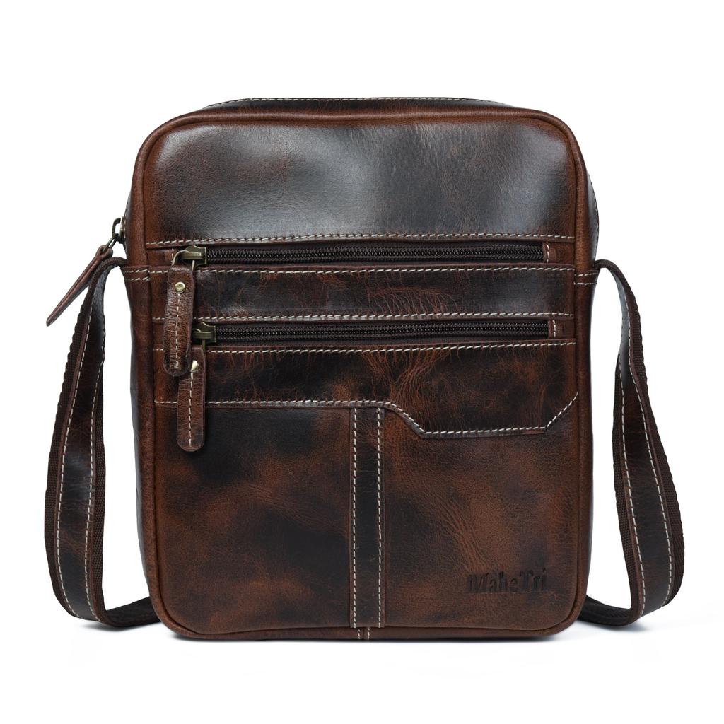 MaheTri Compact Messenger- Dark Brown, Stylish Leather Bag For Girls & Womens For Everyday Use
