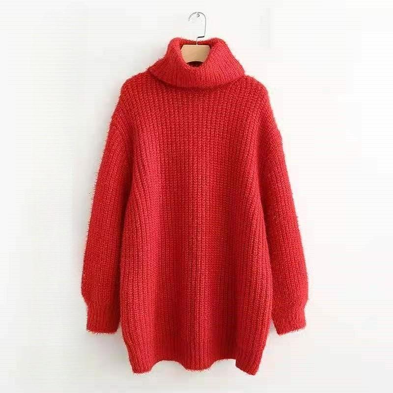 Women's Sweaters, Women's Turtleneck Sweaters, Mid-length Fat Mm Thickened Autumn and Winter Lazy Style Knitwear