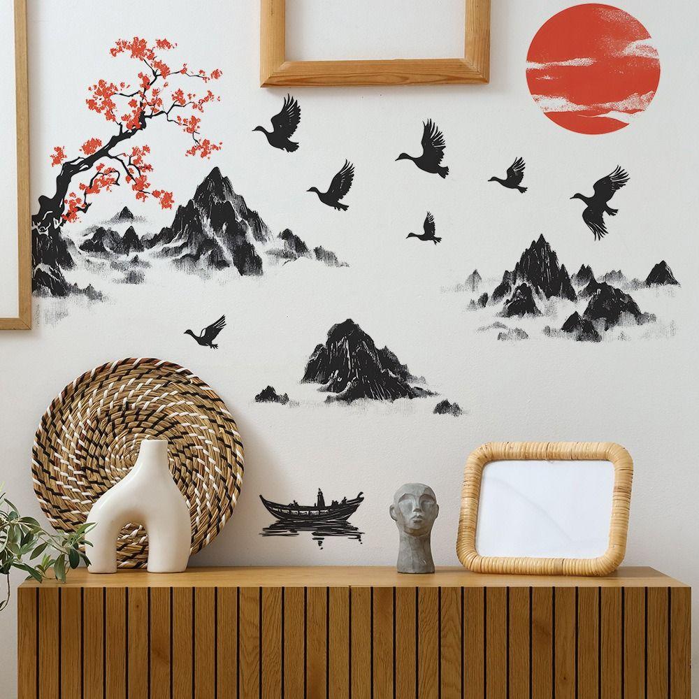 Self Adhesive Landscape Painting Sticker Chinese Style Wallpaper For Home Decoration