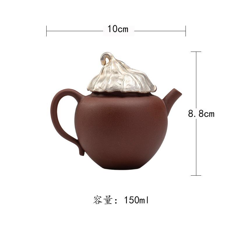 

150ml Purple Clay Gilt Silver Teapot Elegant Tea Infuser Pot Tea Maker Kettle With Ball Hole Kung Fu Tea Teaware Ornaments Craft