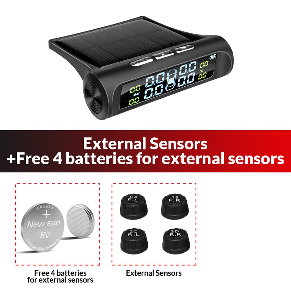 

Солнечный TPMS 6 внешних датчиков Дисплей давления и температуры шин Предупреждение о безопасности Поддержка Легковые автомобили, RV, пикапы Максимум 8 бар K01-4 Sensor