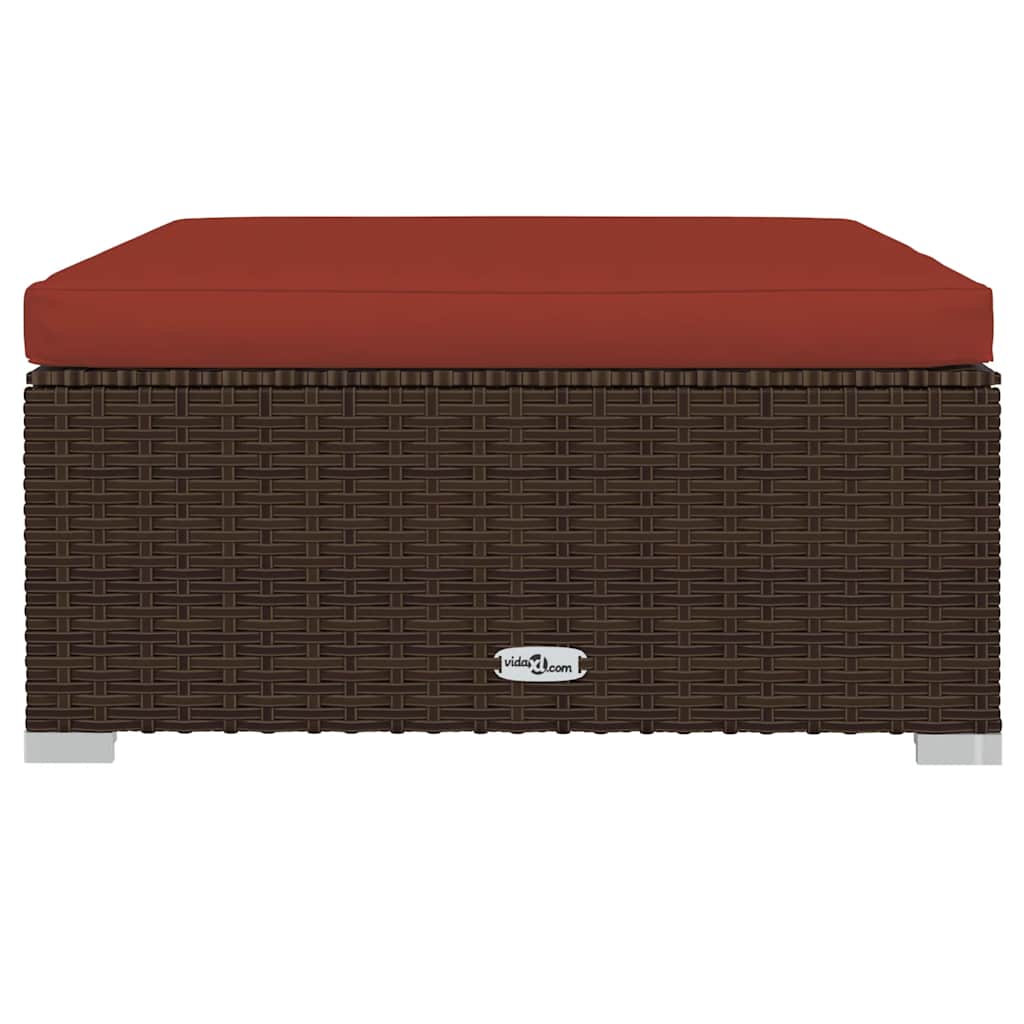 Vidaxl Garden Footstool With Cushion, Brown, 70X70X30 Cm, Poly Rattan