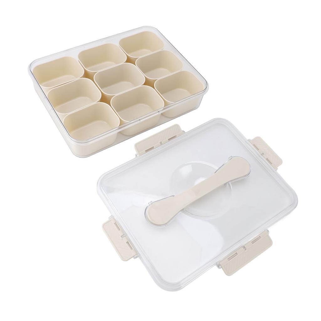 Plastic Seasoning Organizer Box 9 Compartments Sealing Fruit Snack Storage Containers with Clear Lid